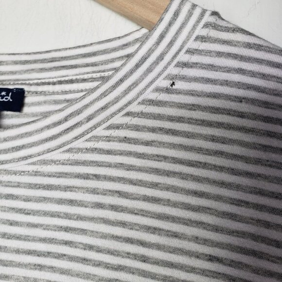 Splendid Stripe Jersey Knit‎ Short Sleeve Tee L Grey White Lounge - Picture 5 of 5